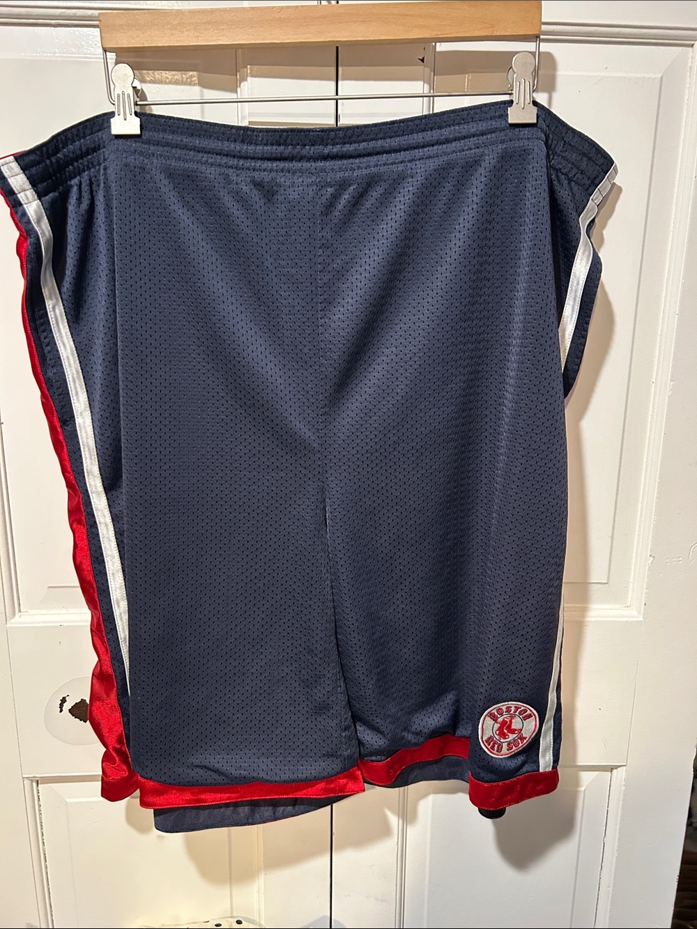 Men's Navy Athletic Shorts with Red & White Side Stripes
